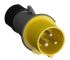 Amphenol Industrial, Easy & Safe IP44 Yellow Cable Mount 2P + E Industrial Power Plug, Rated At 16A, 110 V