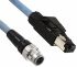 Omron Cat5e Right Angle Male M12 to Straight Male RJ45 Ethernet Cable, Black PUR Sheath, 5m, Self-extinguishing