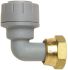 Polyplumb Push Fit Fitting Brass 90° Tap Connector, 15mm od