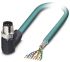 Phoenix Contact Cat5 Right Angle Male M12 to Unterminated Ethernet Cable, Blue PUR Sheath, 5m