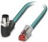 Phoenix Contact Cat5 Right Angle Male M12 to Straight Male RJ45 Ethernet Cable, Blue PUR Sheath, 500mm