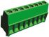 Bloque de terminal PCB Hembra TE Connectivity de 8 vías, paso 2.54mm, 10A, de color Verde, montaje Montaje en orificio