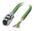 Phoenix Contact 5芯总线电缆, M12, 2m长, PUR绿色护套, SACCEC-M12FSB系列 1529768