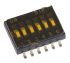 APEM DIP-Schalter bündiger Gleiter 6-stellig 1-poliger Ein-/Ausschalter, Kontakte vergoldet 25 mA @ 24 V dc