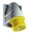 Amphenol Industrial, CMA IP44 Yellow Panel Mount 2P + E Right Angle Industrial Power Plug, Rated At 32A, 110 V