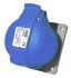 Conector de potencia industrial Hembra, Formato 2P + E, Orientación Recto, CMA, Azul, 230 V, 32A, IP44