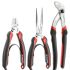 Facom 3-Piece Plier Set, Angled, Straight Tip, 160 mm, 200 mm, 245 mm Overall
