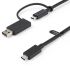 Câble USB StarTech.com USB C vers USB A, USB C x 2, 1m, Noir
