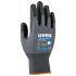 Uvex Grey Elastane, Polyamide Abrasion Resistant Work Gloves, Size 6, XS, Aqua-Polymer Foam Coating