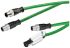 Siemens Cat5e Female M12 to RJ45 Ethernet Cable, Aluminium foil with a braided tin-plated copper wire screen, Green, 5m