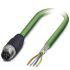Phoenix Contact Cat5 Straight Male M12 to Unterminated Ethernet Cable, Shielded, Green, 2m