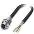 Phoenix Contact Cat5 Straight Female M12 to Unterminated Ethernet Cable, Shielded, Black