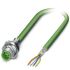 Phoenix Contact Cat5 Straight Male M12 to Unterminated Ethernet Cable, Shielded, Green, 5m