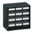 Treston 黑色 零件柜, 290mm高 x 310mm宽 x 180mm深, 12个抽屉, 聚丙烯 (PP)外框