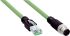 Sick Cat5 Straight Male M12 to Straight Male RJ45 Ethernet Cable, Shielded, Green Polyurethane Sheath, 5m