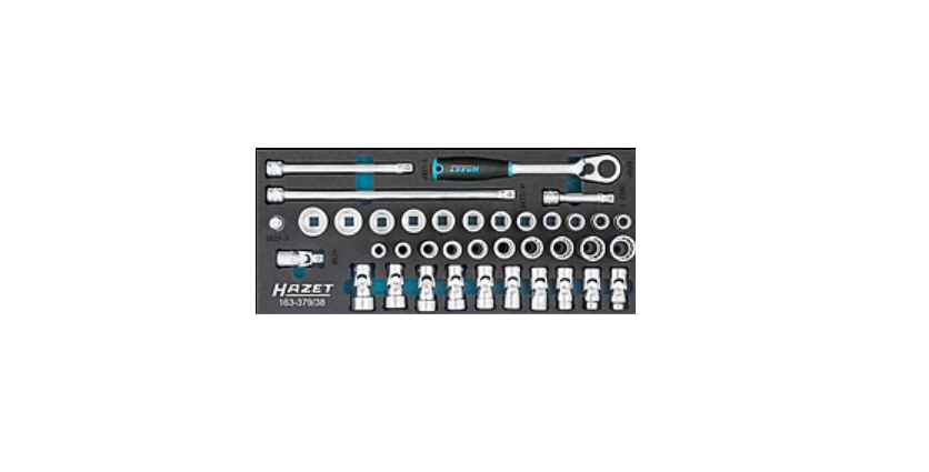 163-379/38 | HAZET ソケットセット 3/8 in 10 to 22 mm 六角形 全体長