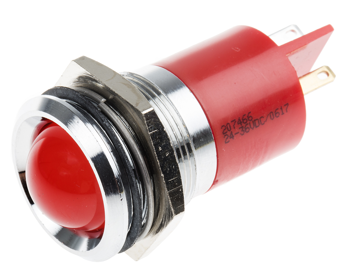 RS PRO パイロットランプ, 24 → 36V dc, 赤, 実装ホールサイズ