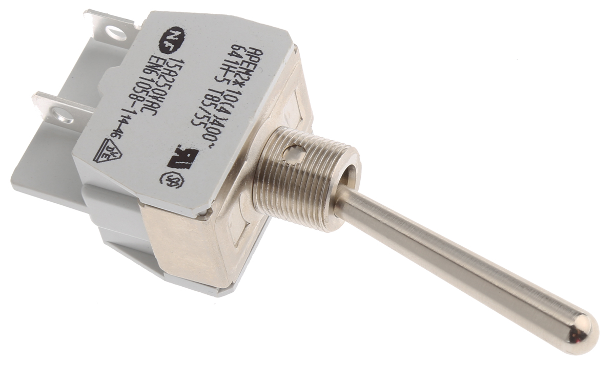 641H/2-5 | APEM トグルスイッチ, On-Off, DP, 15 @ 12 V dc、15