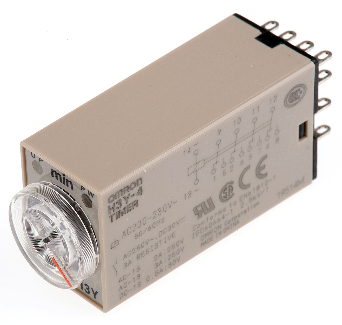 H3Y-4 AC200-230 10M | オムロン シングル タイマーリレー, 0.5
