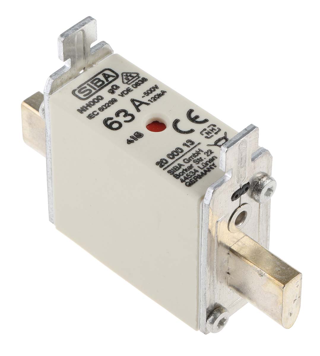 20-000-13/63E1 | SIBA NHヒューズ, 定格電流 63A, 500V ac | RS