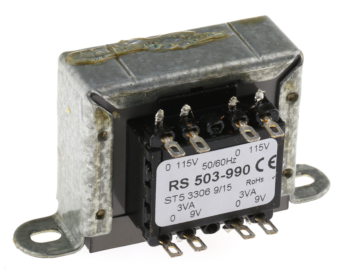 RS PRO シャーシ取り付け電源トランス,1次：115V ac,2次：9V ac