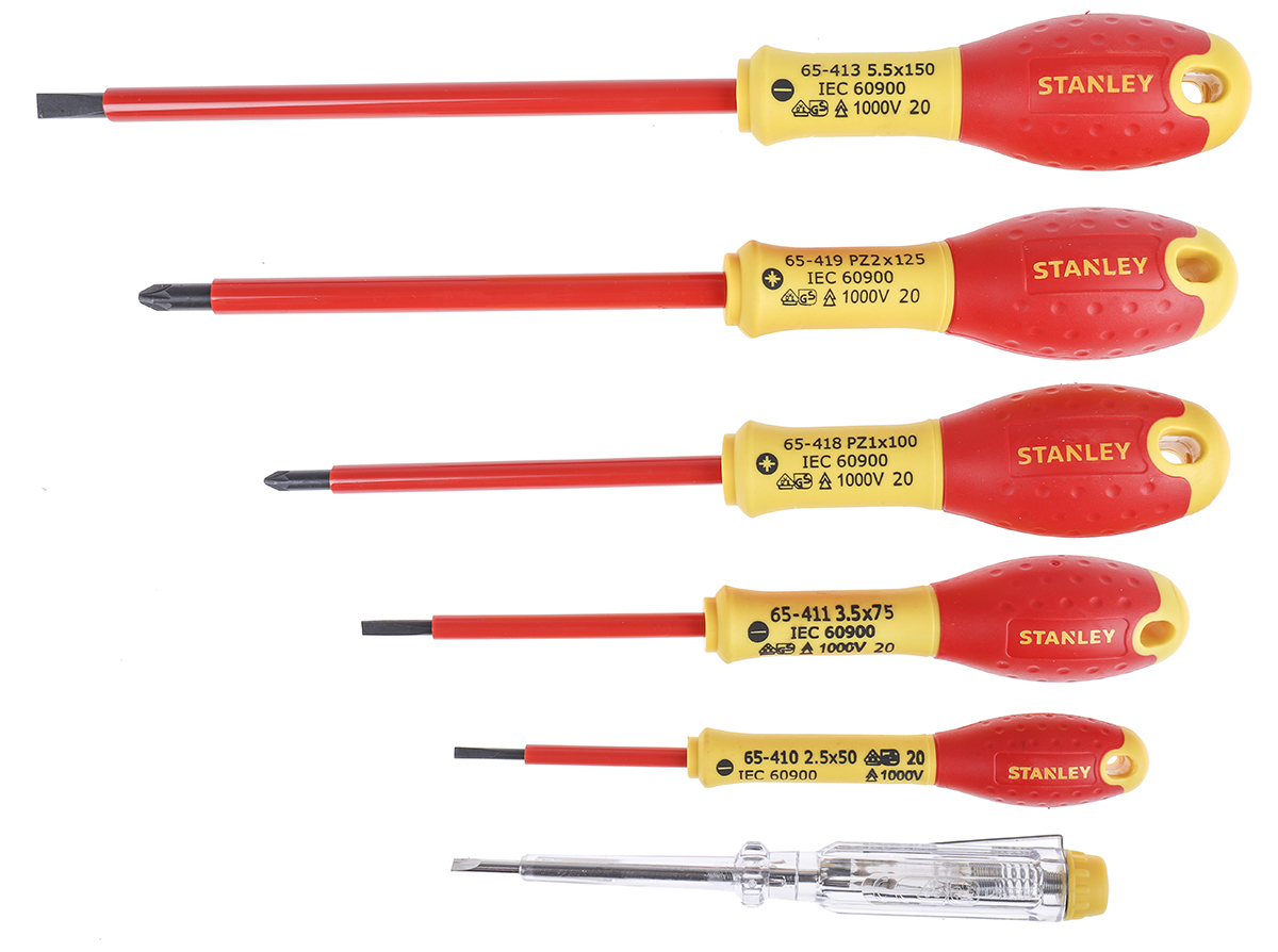 Stanley 0 65 443 Pozidriv Slotted Insulated Screwdriver Set 6 Piece