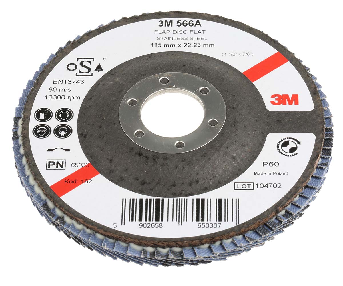 【受注生産品】 3M Zirkonoxid Aluminium Fächerschleifscheibe Ø 115mm, Korngröße P60 バッグ