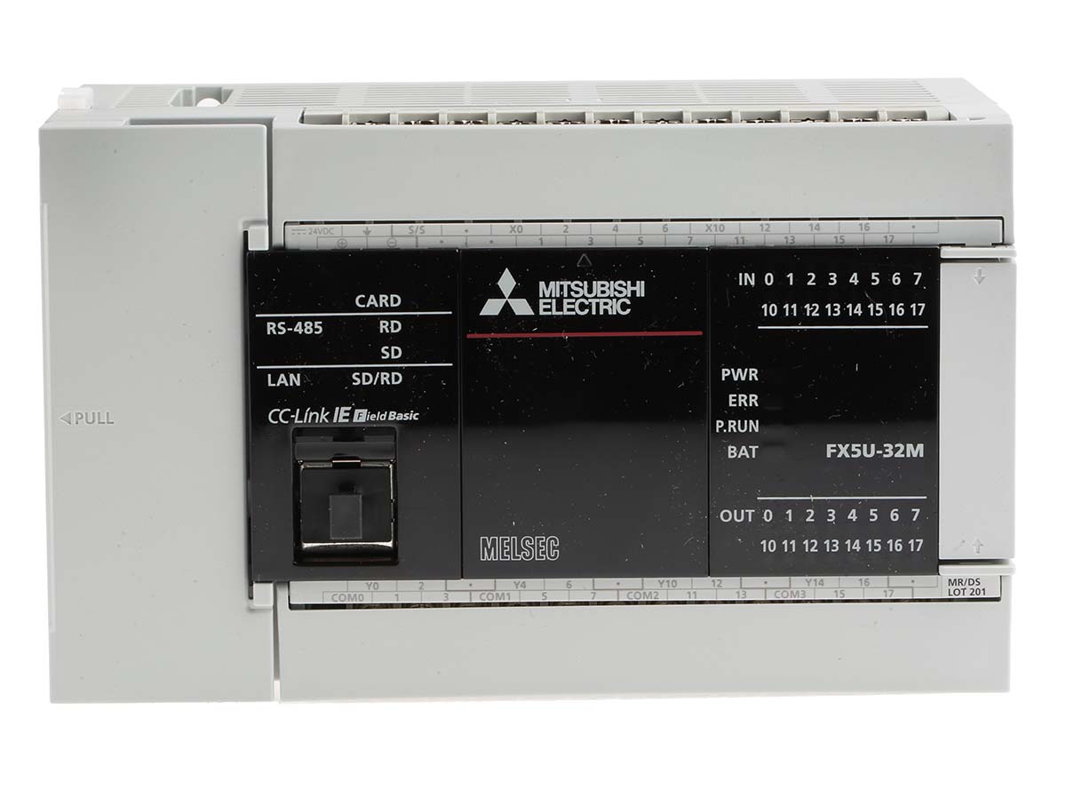 FX5U-32MR/DS | 三菱電機 PLC (CPUユニット)ユニット, シリーズ名：MELSEC iQ-F 120 KB (デバイス /  ラベルメモリ), 128 KB (プログラム容量), 4 GB (SDメモリカード), 5 MB (データメモリ / | RS