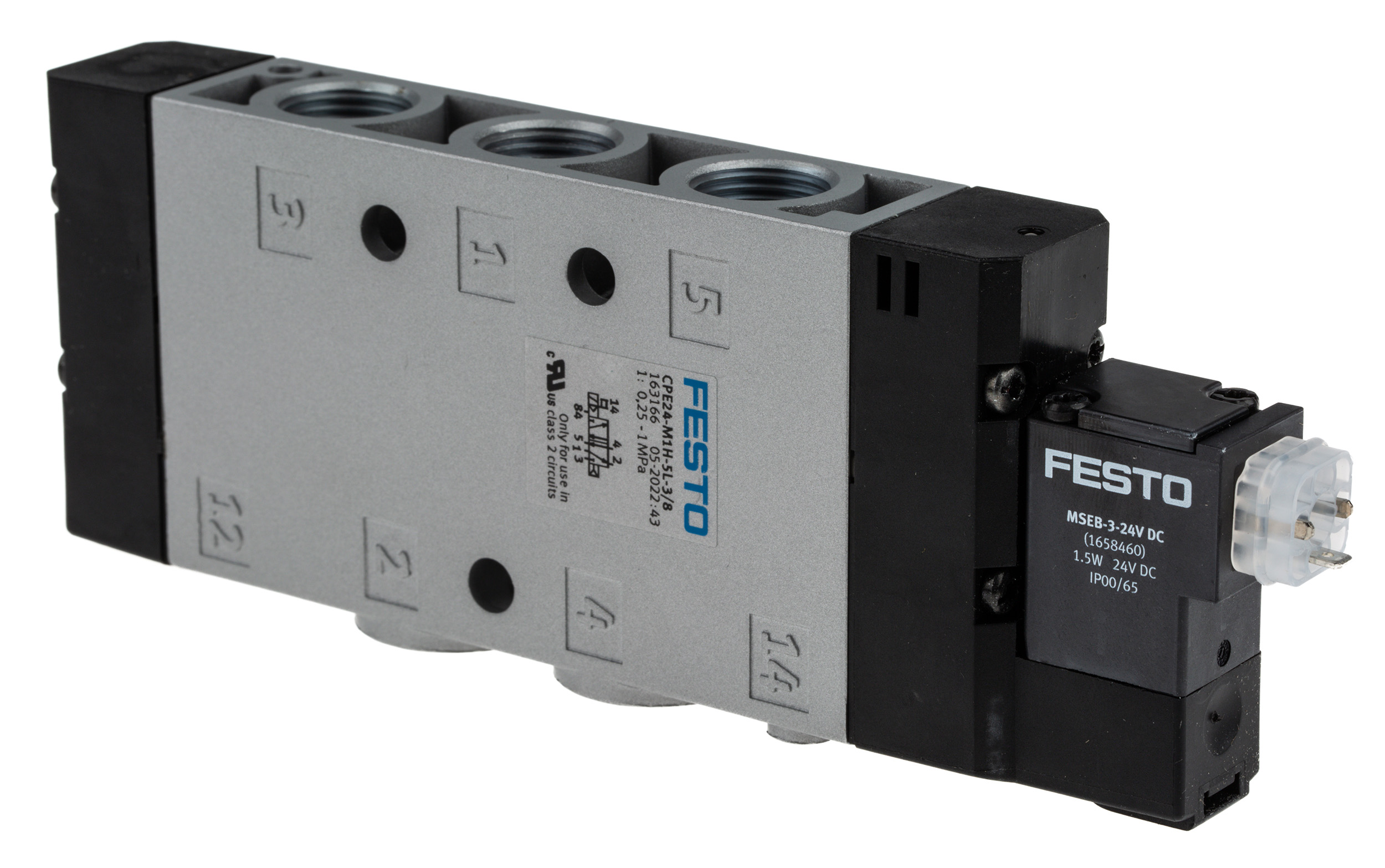 CPE24-M1H-5L-3/8 | Festo 5/2 Solenoid Pilot Valve - Electrical G 3/8 CPE  Series 24V dc, 163166 | RS
