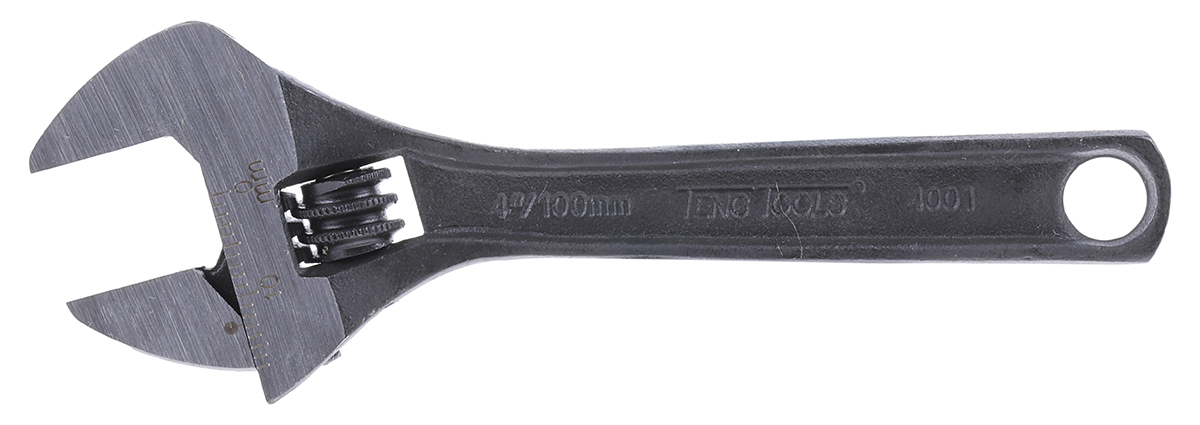 4001 Teng Tools Adjustable Spanner 100 mm Overall 17mm Jaw Capacity Metal Handle RS