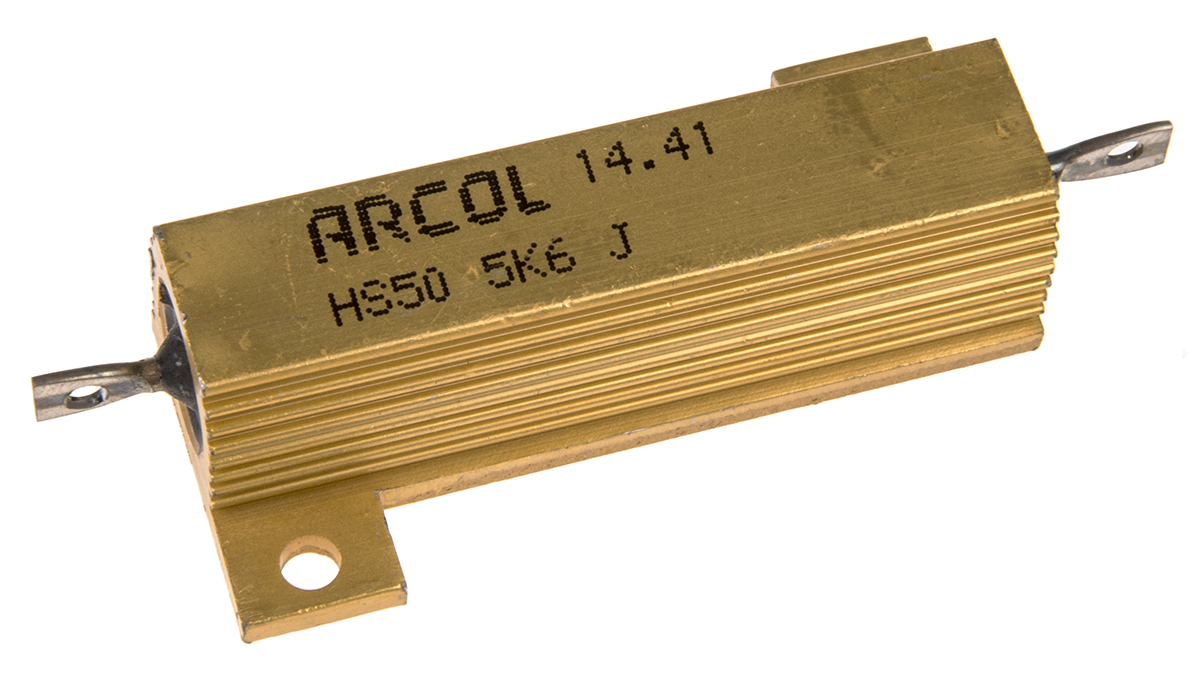 HS50 5K6 J | Arcol シャーシ取り付け抵抗器,50W,5.6kΩ,±5% | RS