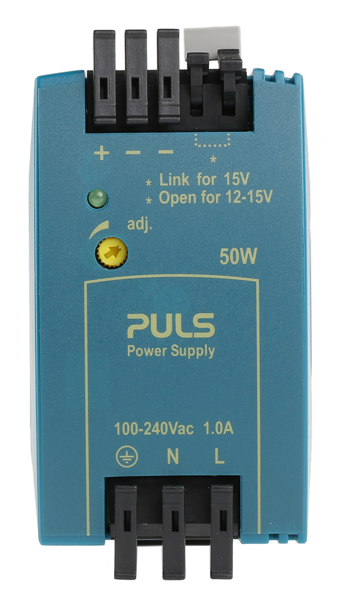 ML50.102 PULS MiniLine MLY Switched Mode DIN Rail Power Supply 100 240V ac ac Input 15V dc dc Output 4.2A Output 50W RS