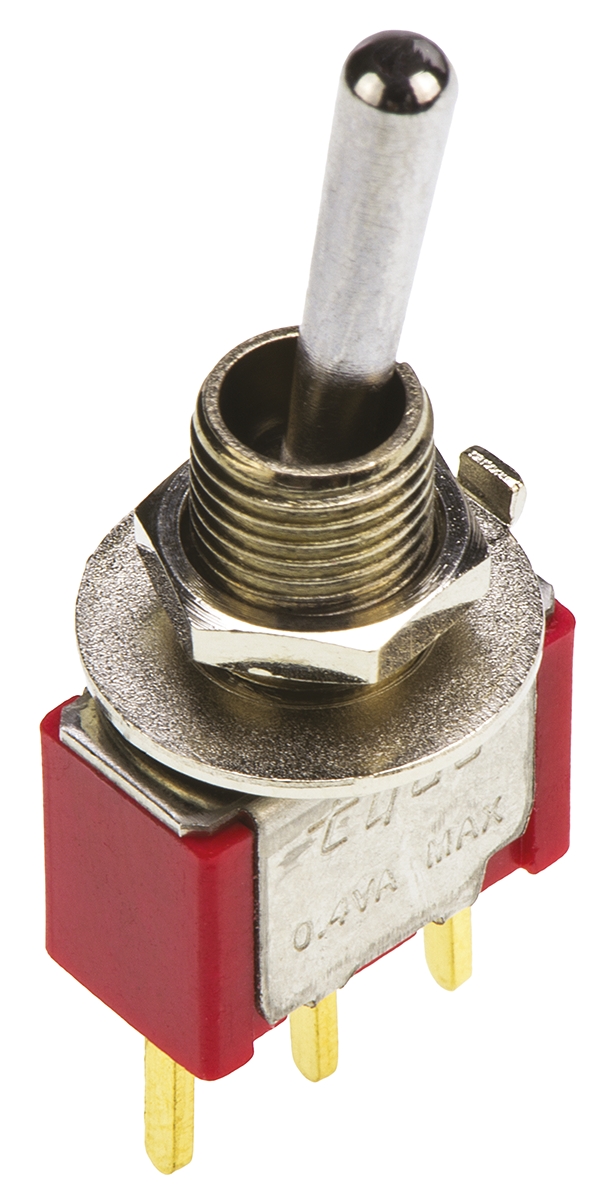 TE Connectivity Toggle Switch, PCB Mount, On-On, SPDT, Through Hole Terminal, 20V TE Connectivity Toggle Switch, PCB Mount, On-On, SPDT, Through Hole Terminal, 20V