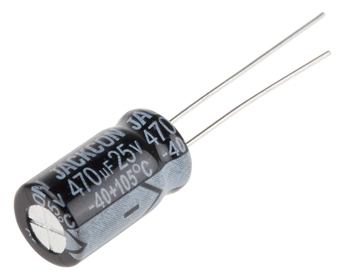 RS PRO 470μF,25V dc コンデンサ, ラジアル、 スルーホール ±20