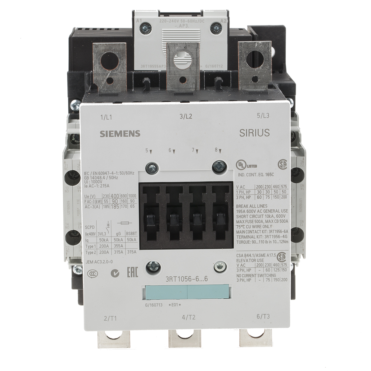 Siemens Leistungsschütz Sirius 132kW 3RT1065-6.6 outlets mit Hilfskontakt