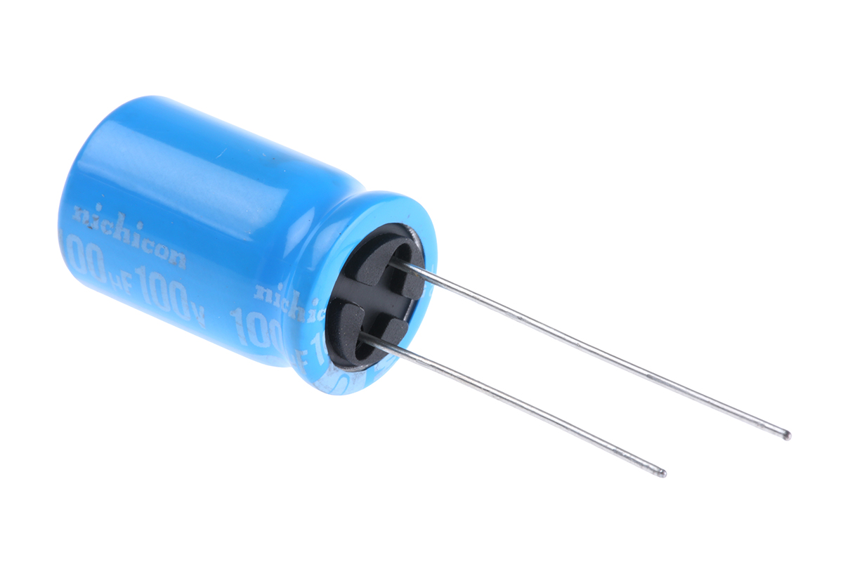 UBT2A101MHD8 | ニチコン 100μF,100V dc コンデンサ, ラジアル