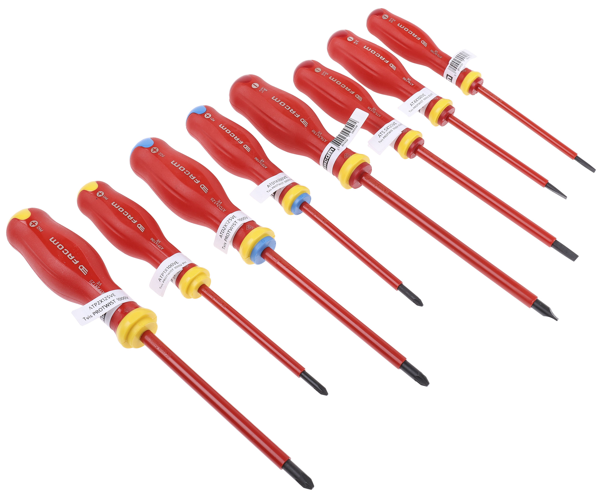 MOD.AT1VE Facom Phillips Pozidriv Slotted Insulated Screwdriver Set 8 Piece RS