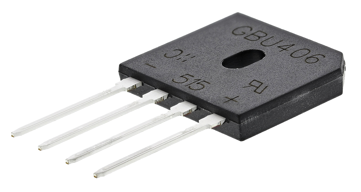 Diodes Inc Bridge Rectifier, 4A, 600V, 4-Pin Diodes Inc Bridge Rectifier, 4A, 600V, 4-Pin