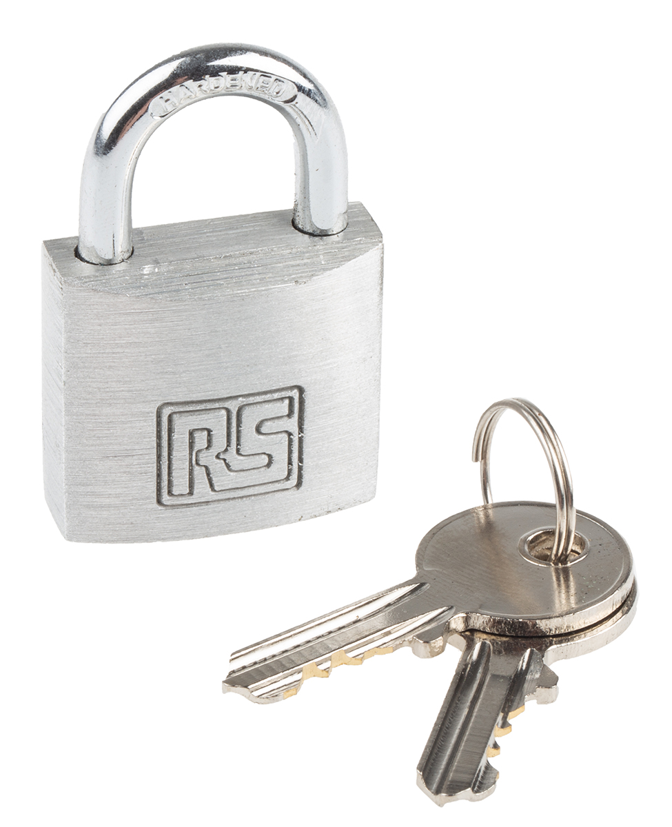 RS PRO  Vorhängeschloss mit Schlüssel , Aluminium Silber, Bügel-Ø 5mm x 17mm