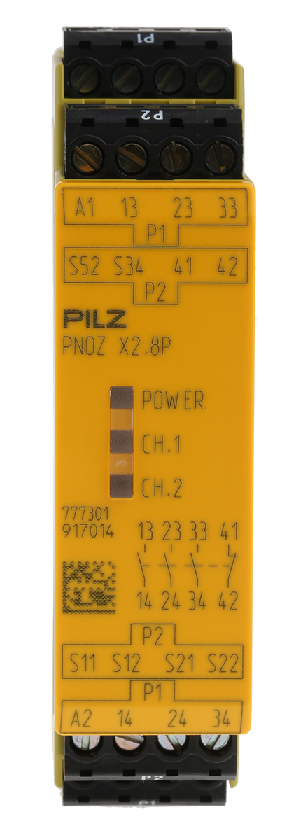 Pilz セーフティリレー, 24 V ac/dc, チャンネル数2, 安全接点3, 777301 | RS