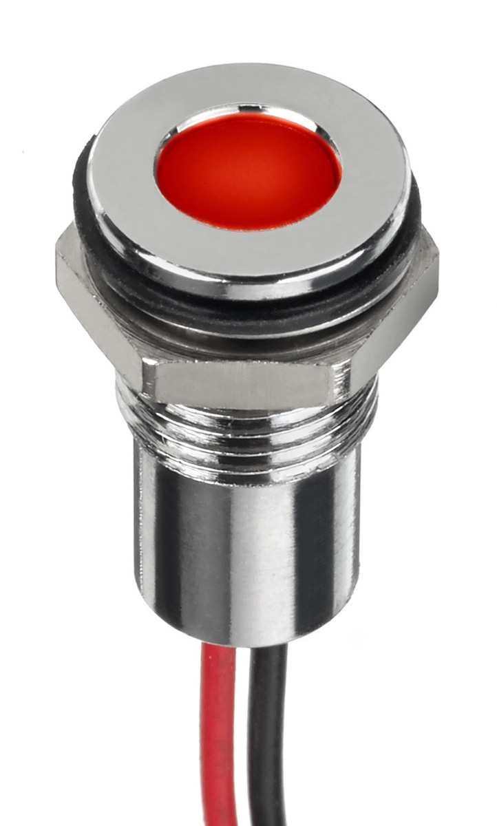 確認用画像 RS PRO パイロットランプ, 1.8 → 3.3V dc, 赤, 実装ホール
