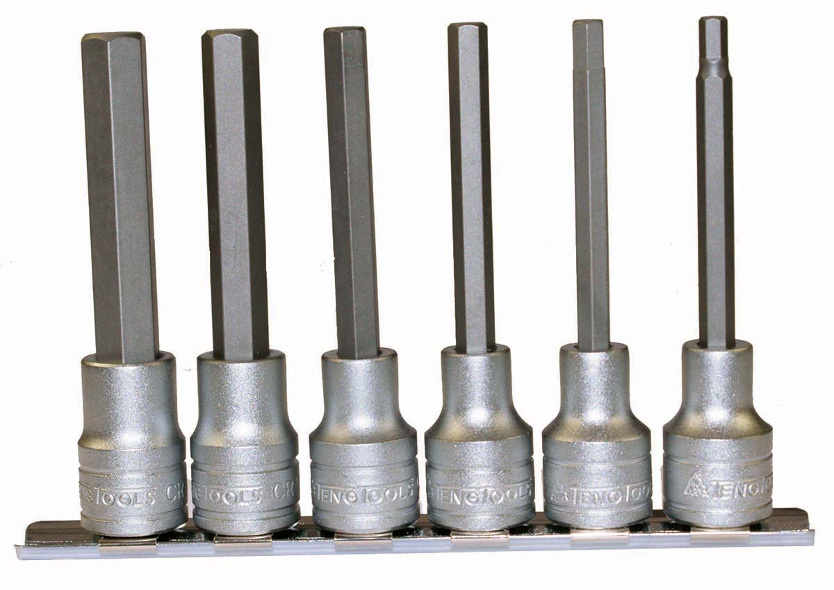 Teng Tools 6 Piece Metric 1 2 in Bit Socket Set Hex Bit