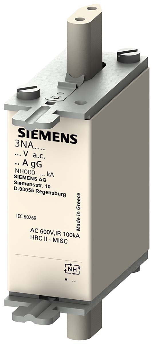 3NA3810-6 | Siemens 25A Centred Tag Fuse, NH000, 690V ac | RS