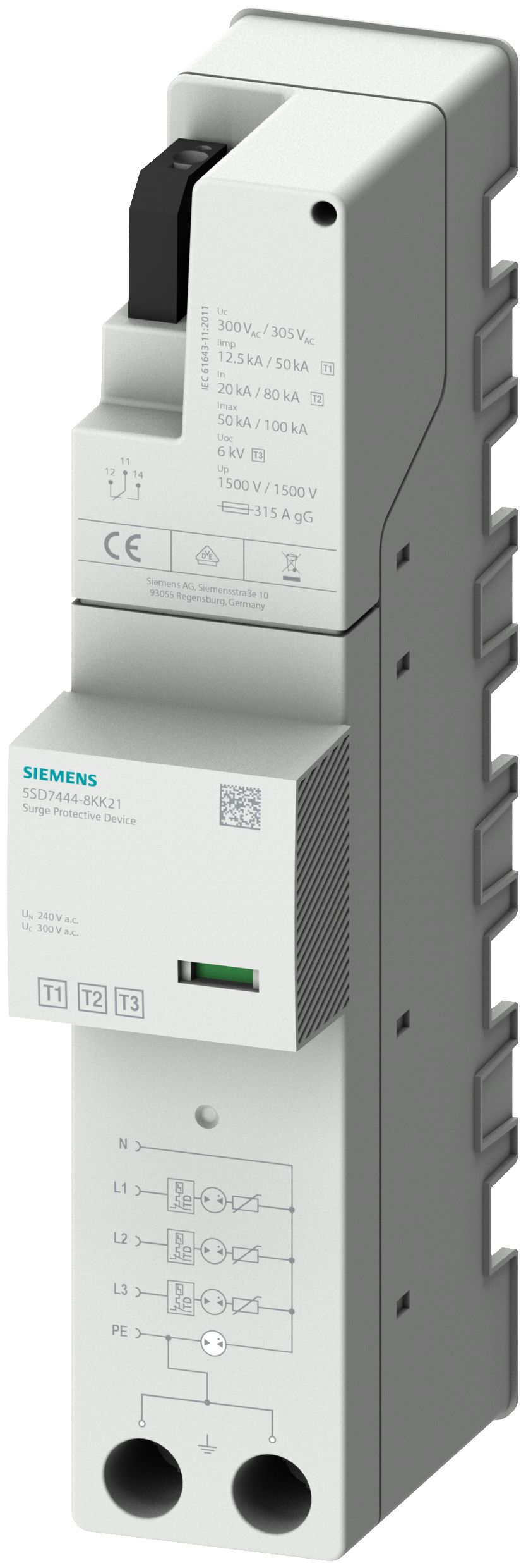5SD7444-8KK21 | Siemens 3+N/PE Phase Surge Protector, SCCR 25kA, 1.5kV ...