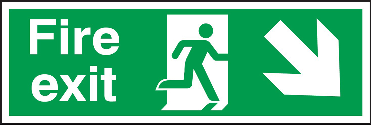 出口標識 RS PRO Fire Exit 英語語 プラスチック 緑/白 450mm