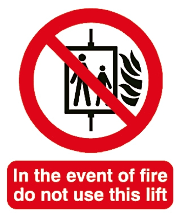 RS PRO Verbotszeichen, Englisch, Feuerschutz, In The Event Of Fire Do Not Use