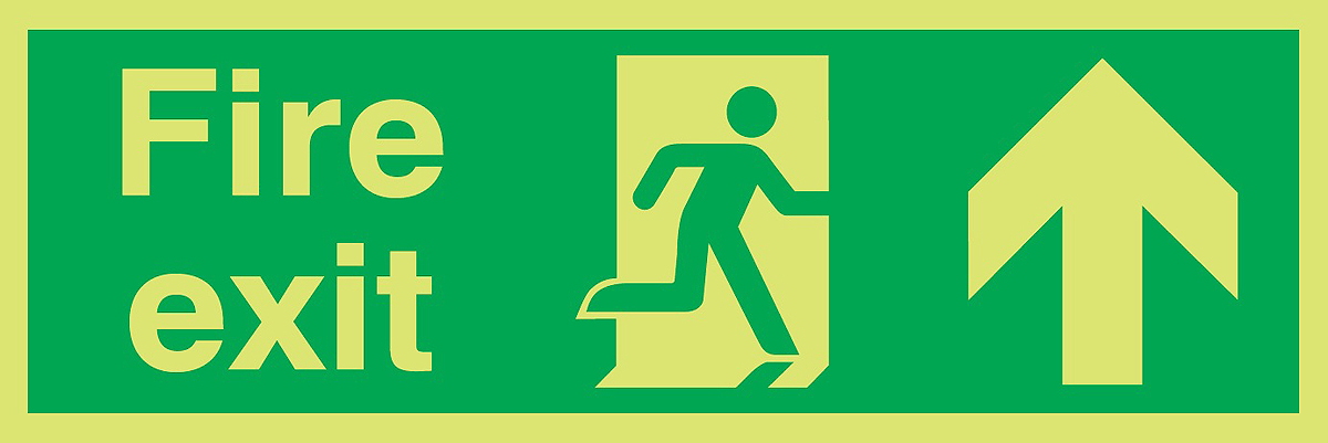 出口標識 RS PRO Fire Exit 英語語 プラスチック 緑/白 450mm