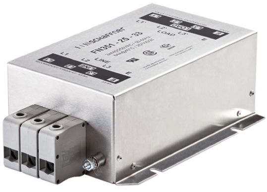 FN351-25-33 | Schaffner EMCフィルタ, 25A, 440/250 V ac, 3相