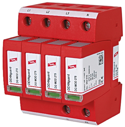 Dehn モジュラサージプロテクタ, 275 V ac, 40kA, DINレール, DG