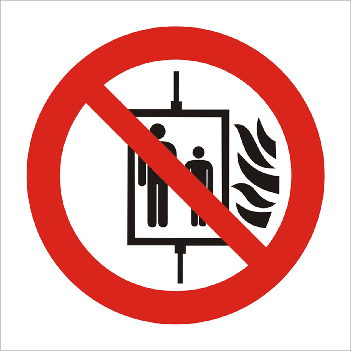 RS PRO Verbotszeichen, Aufzug im Brandfall nicht benutzen, selbstklebend, 100